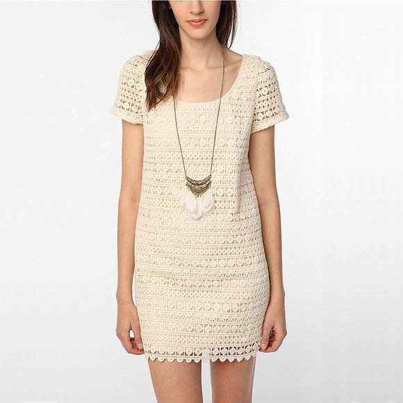 Urban Outfitters Dresses & Skirts - Urban Outfitters Staring at Stars Crochet Lace Cap-Sleeve Mini Dress in Creme